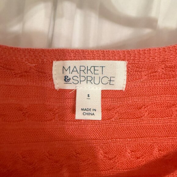 Market & Spruce Reviera Coral Cable Knit Dolman 3/4 Sweater Small - Picture 7 of 9